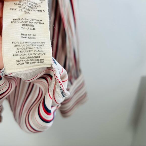 Free People Mad About You Satin Striped V Neck Button Down Shirt Medium - Picture 11 of 15